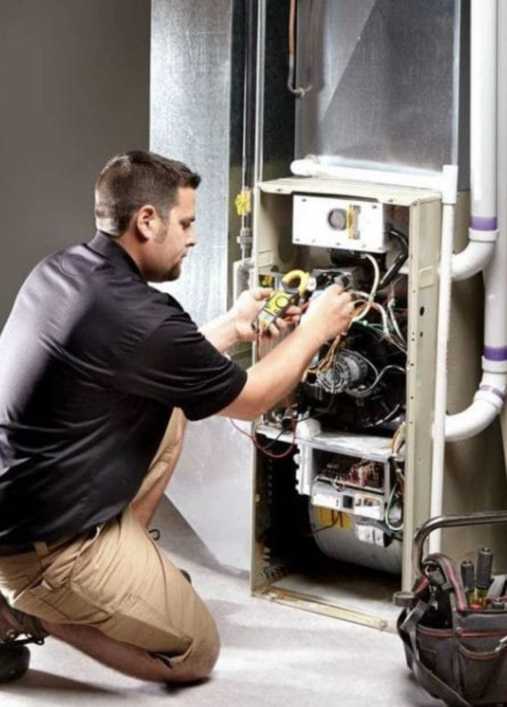 Same-day furnace repair van arriving at a Rochester NY home
